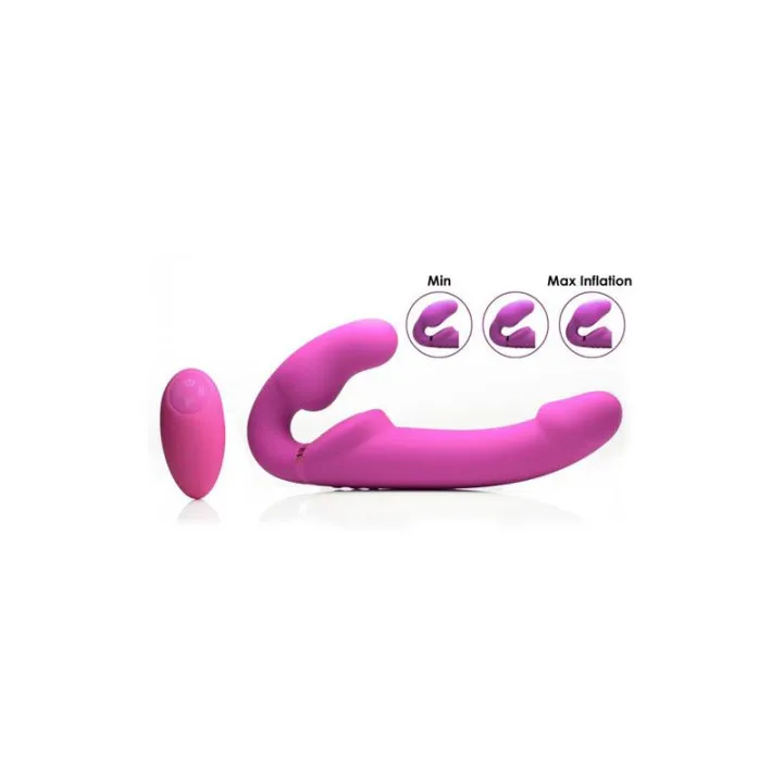 Inflatable Vibrador Doble Funcion Inflable Control Remoto Rosa de Strap U