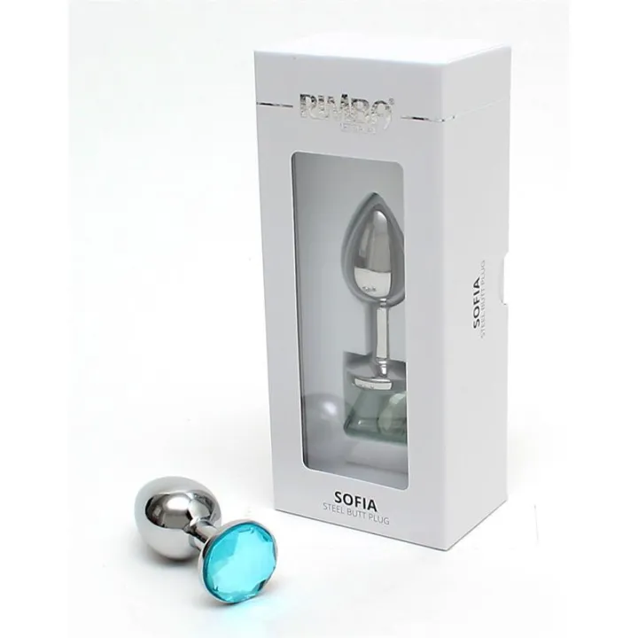 Plug Anal de Metal Sofia con Joya Azul de Rimba Toys