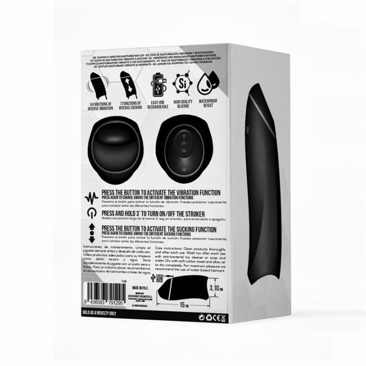 Evony Masturbador Masculino Sexo Oral Succión y Vibración 2 Motores USB Silicona de Tardenoche | VibraZon