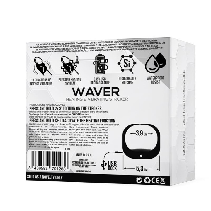 Waver Masturbador Masculino Función Calor y Vibración Flexible USB Silicona de Tardenoche | VibraZon
