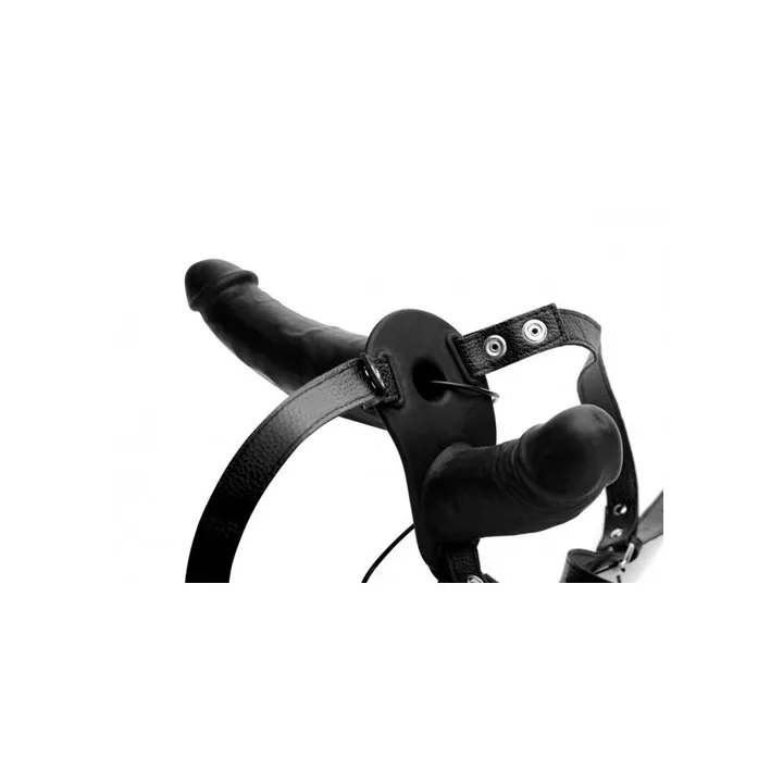 Power Pegger Vibradopr Doble con Arnés Negro de Strap U