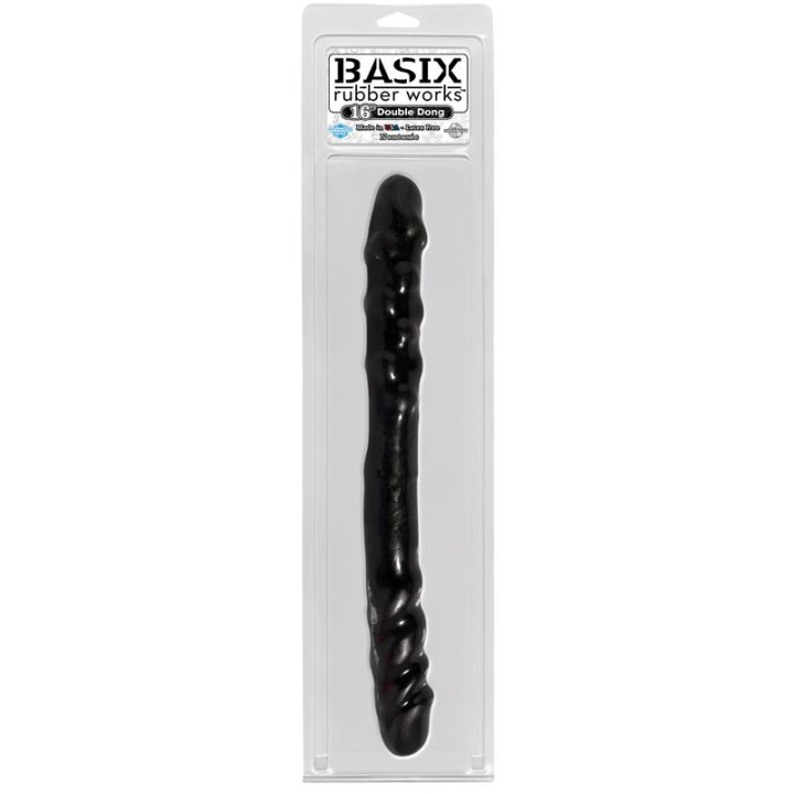 Dildo Doble 40,6 cm Negro de Basix Rubber Works | VibraZon