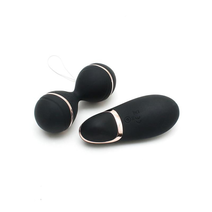 Bolas Kegel con Control Remoto y Estimulador Ibiza Negro de Rimba Toys | VibraZon