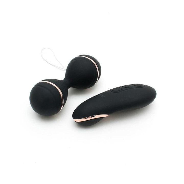 Bolas Kegel con Control Remoto y Estimulador Ibiza Negro de Rimba Toys | VibraZon