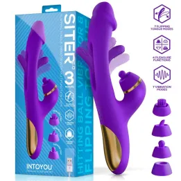 Siter 2.0 Vibrador con Lengua Flapping, Golpeteo y Cabezales Intercambiables de Intoyou