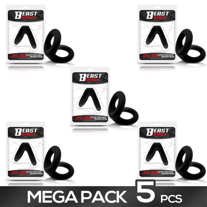 Pack 5 Anillo para el Pene Silicona Sólida 2.5-3 cm de Beast Rings