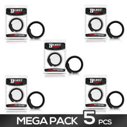 Pack de 5 Anillo Pene Ajustable Silicona Sólida 15-21 cm de Beast Rings | VibraZon
