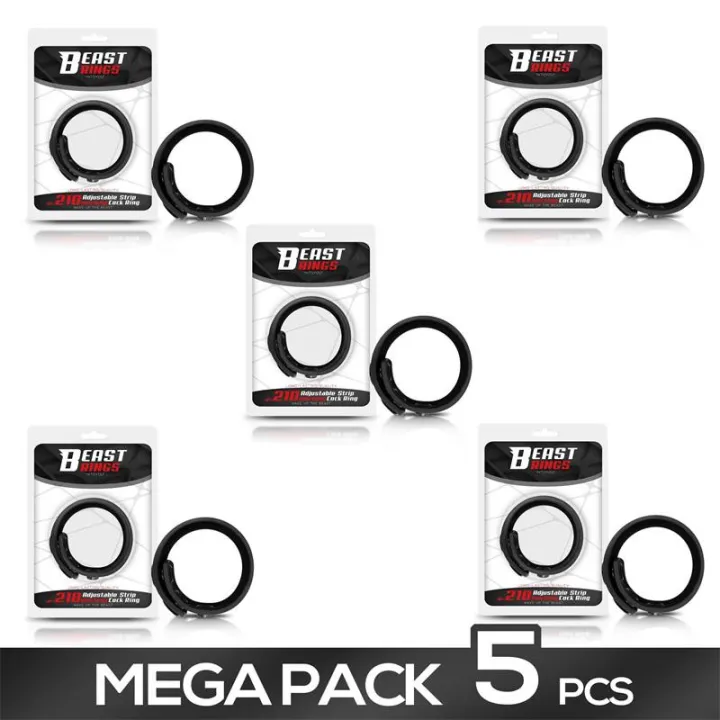 Pack de 5 Anillo Pene Ajustable Silicona Sólida 15-21 cm de Beast Rings