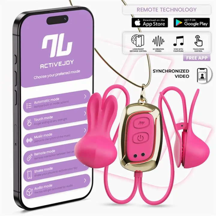 Tickly Pinzas para Pezones con Vibración, Control y Collar con APP de Intoyou App Series