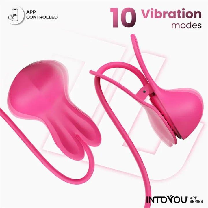 Tickly Pinzas para Pezones con Vibración, Control y Collar con APP de Intoyou App Series