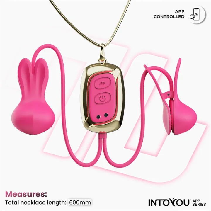 Tickly Pinzas para Pezones con Vibración, Control y Collar con APP de Intoyou App Series