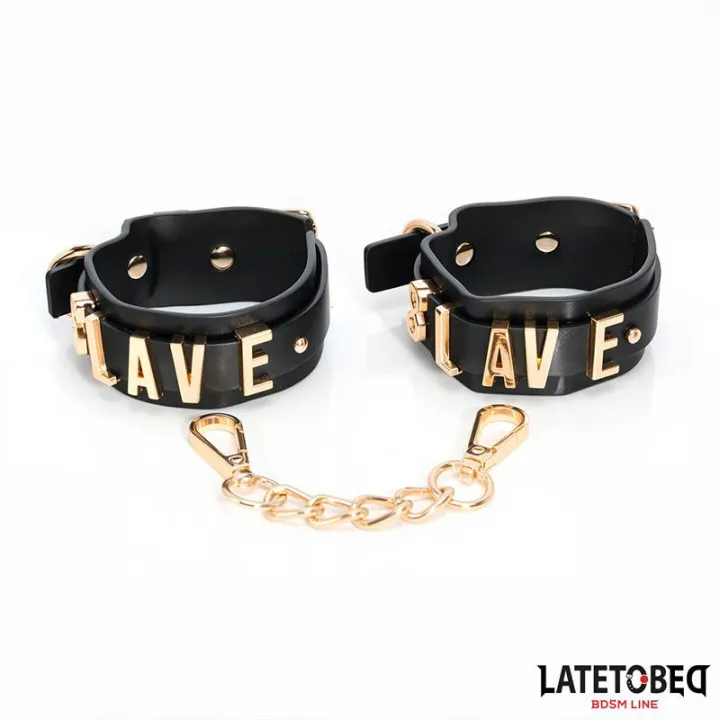 Esposas ESLAVE con Cadena Dorada de Latetobed Bdsm Line