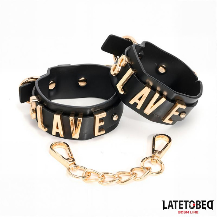 Esposas ESLAVE con Cadena Dorada de Latetobed Bdsm Line | VibraZon
