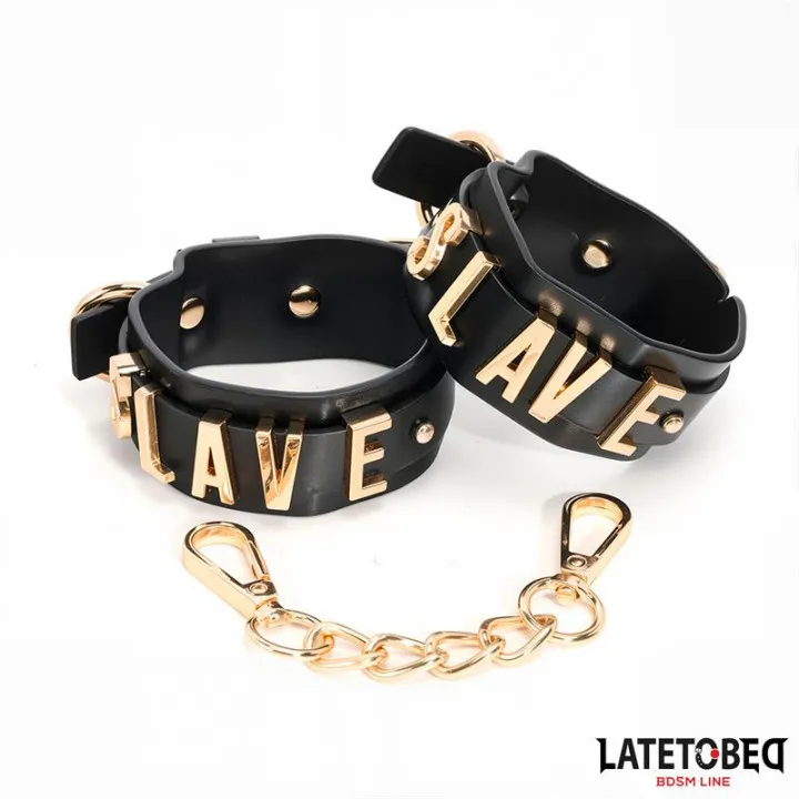 Esposas ESLAVE con Cadena Dorada de Latetobed Bdsm Line