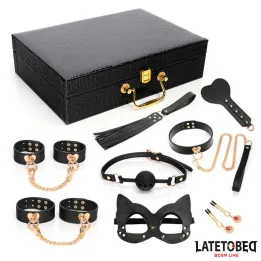 Kit Bondage de 8 Pz Cuero con Maletín de Almacenaje de Latetobed Bdsm Line