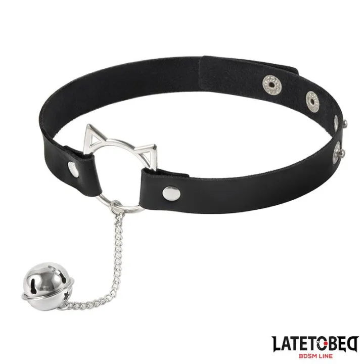 Choker con Aro con Orejitas y Cascabel de Latetobed Bdsm Line