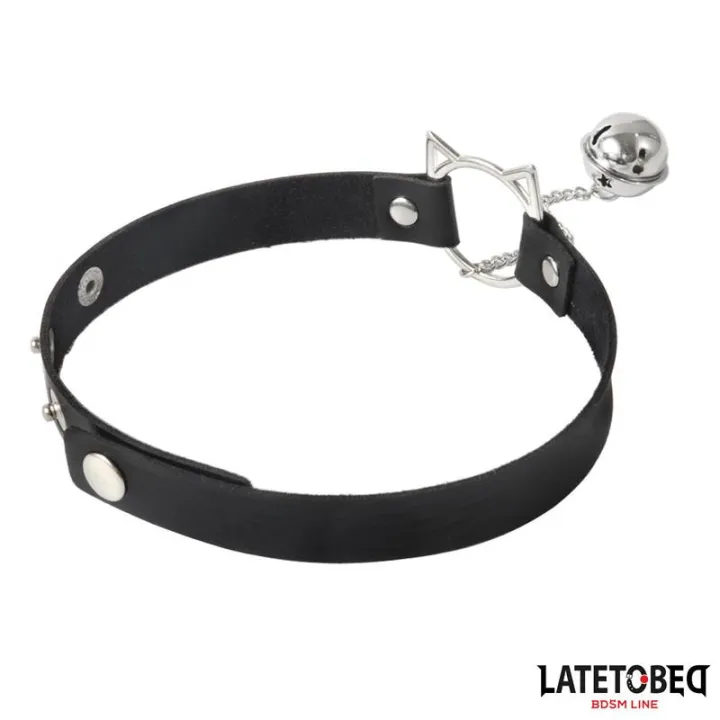 Choker con Aro con Orejitas y Cascabel de Latetobed Bdsm Line