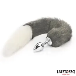 Plug Anal con Cola Blanco y Negro 40 cm de Latetobed Bdsm Line