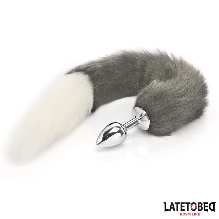 Plug Anal con Cola Blanco y Negro 40 cm de Latetobed Bdsm Line | VibraZon