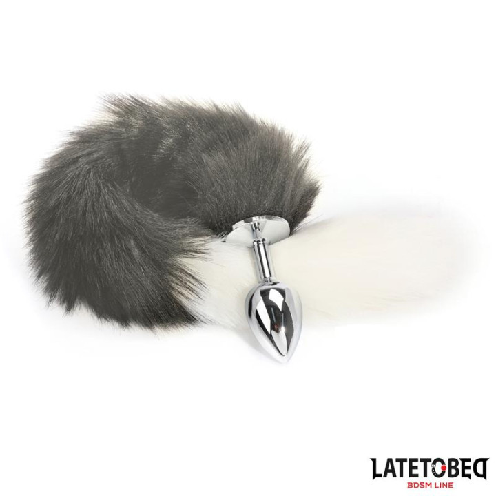 Plug Anal con Cola Blanco y Negro 40 cm de Latetobed Bdsm Line | VibraZon