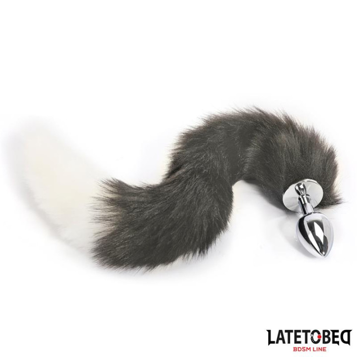 Plug Anal con Cola Blanco y Negro 40 cm de Latetobed Bdsm Line | VibraZon