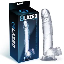 Dildo Realista con Testículos Material Cristalino 15,5 cm de Glazed