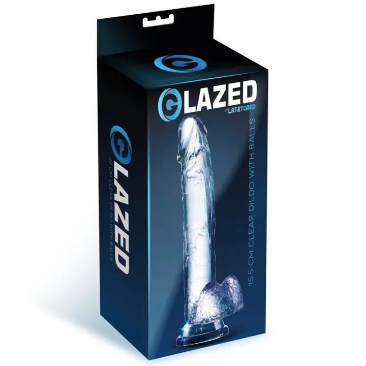 Dildo Realista con Testículos Material Cristalino 15,5 cm de Glazed