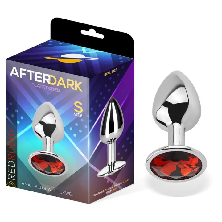 Plug Anal con Joya rojo Rubi Talla S Aluminio de Afterdark