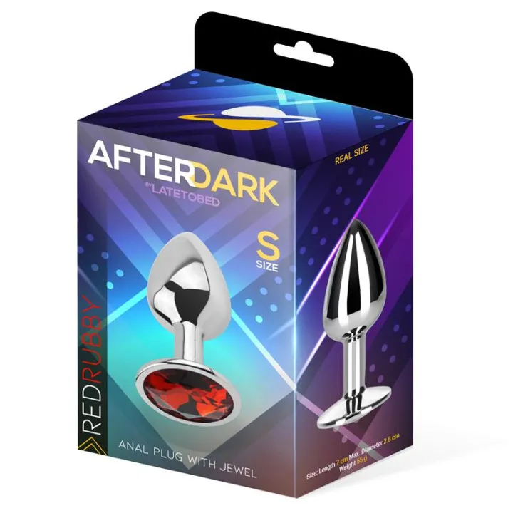 Plug Anal con Joya rojo Rubi Talla S Aluminio de Afterdark