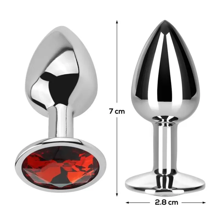 Plug Anal con Joya rojo Rubi Talla S Aluminio de Afterdark