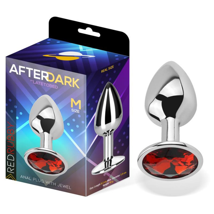 Plug Anal con Joya Rojo Rubí Talla M Aluminio de Afterdark | VibraZon