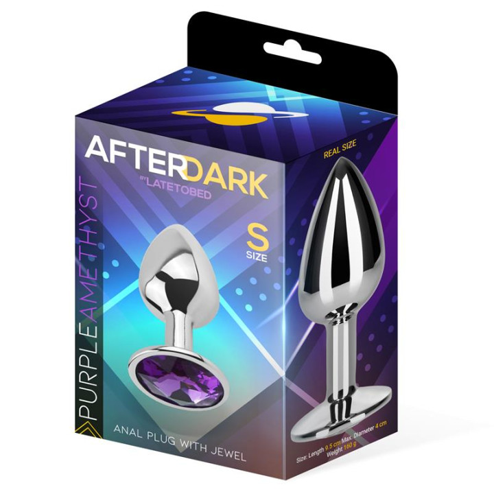 Plug Anal con Joya Púrpura Amatista Talla S Aluminio de Afterdark | VibraZon