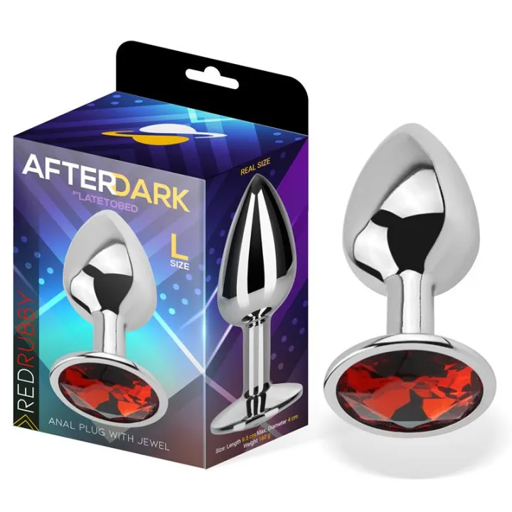 Plug Anal con Joya Rojo Rubí Talla L Aluminio de Afterdark
