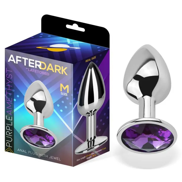Plug Anal con Joya Púrpura Amatista Talla M Aluminio de Afterdark
