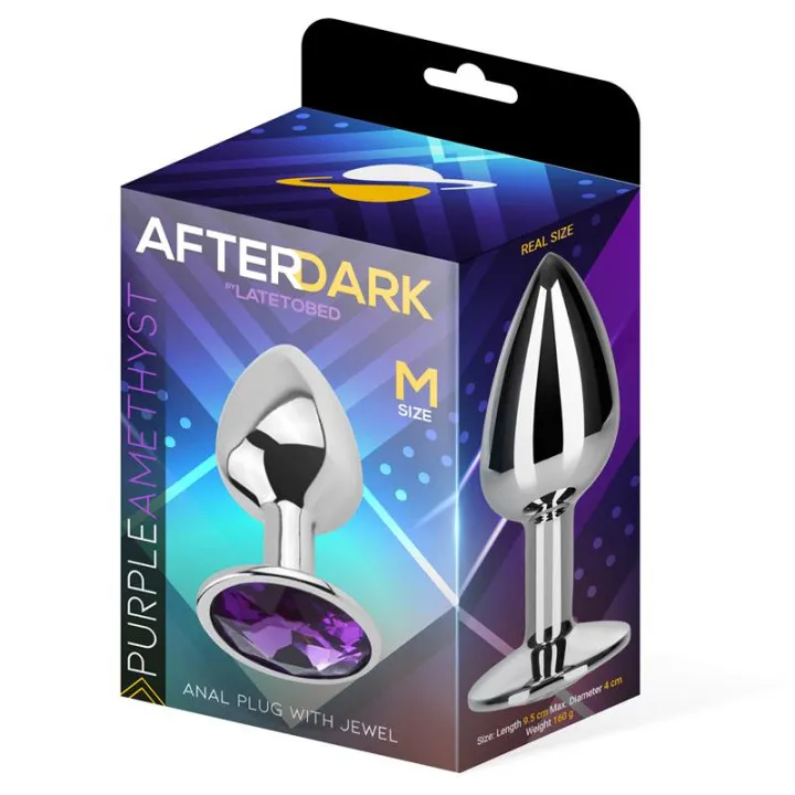 Plug Anal con Joya Púrpura Amatista Talla M Aluminio de Afterdark