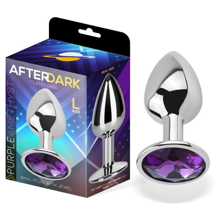 Plug Anal con Joya Púrpura Amatista Talla L Aluminio de Afterdark