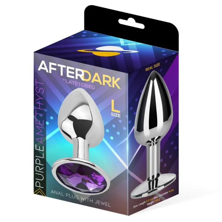 Plug Anal con Joya Púrpura Amatista Talla L Aluminio de Afterdark