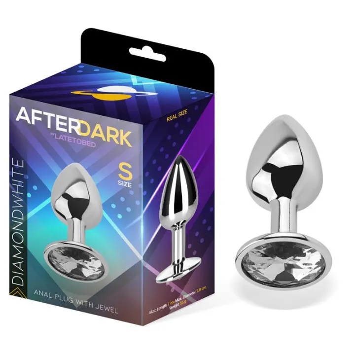 Plug Anal con Joya Color Blanco Diamante Talla S Aluminio de Afterdark
