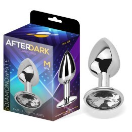 Plug Anal con Jota Color Blanco Diamante Talla M Aluminio de Afterdark | VibraZon