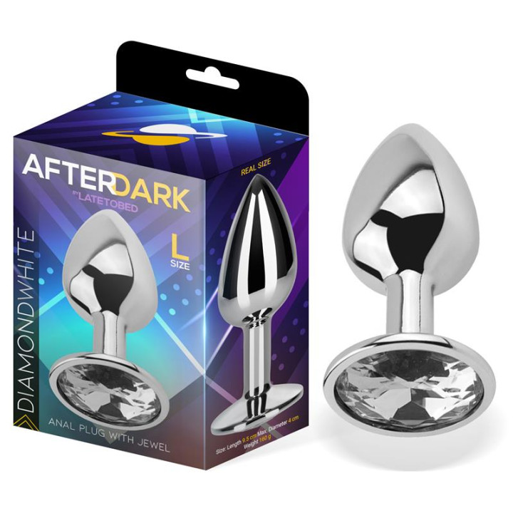 Plug Anal con Joya Color Blanco Diamante Talla L Aluminio de Afterdark | VibraZon