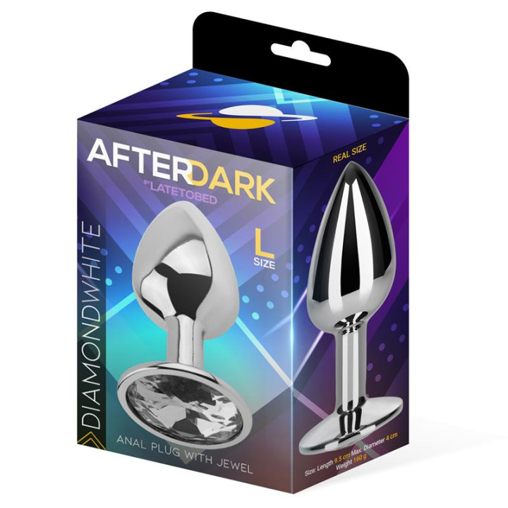 Plug Anal con Joya Color Blanco Diamante Talla L Aluminio de Afterdark | VibraZon
