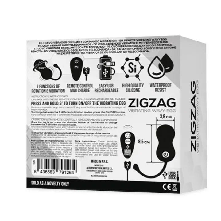 Zigzag Huevo Zigzageante y Vibrador con Control Remoto de Tardenoche