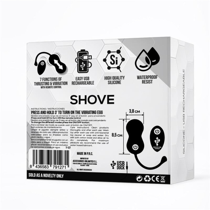 Shove Huevo con Movimiento Thrusting y Vibrador con Control Remoto de Tardenoche | VibraZon