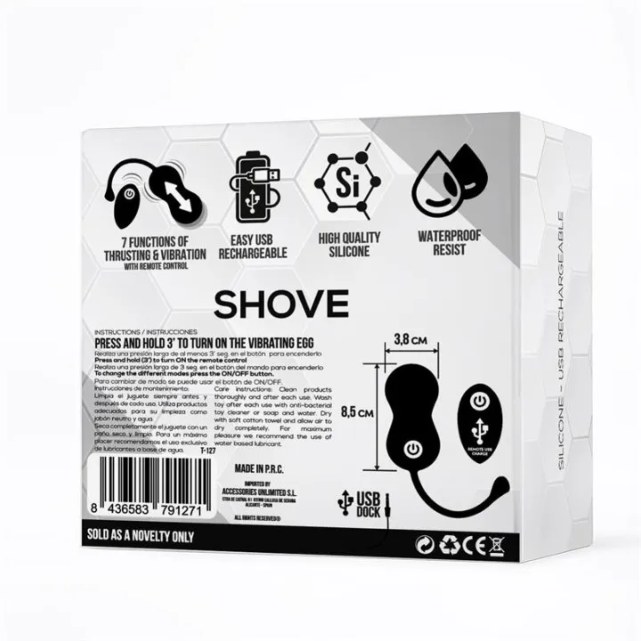 Shove Huevo con Movimiento Thrusting y Vibrador con Control Remoto de Tardenoche