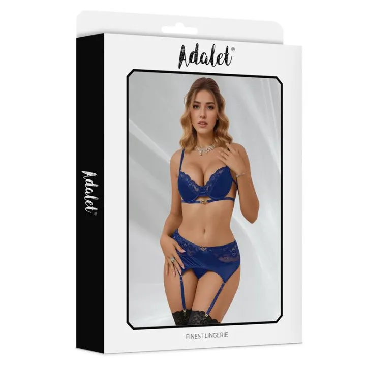 Giselle Set con Liguero Azul de Adalet Lingerie
