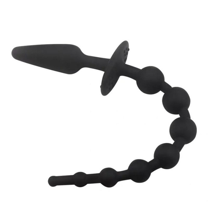Plug Anal con Cadena Anal Silicona Negro de A-Gusto | VibraZon