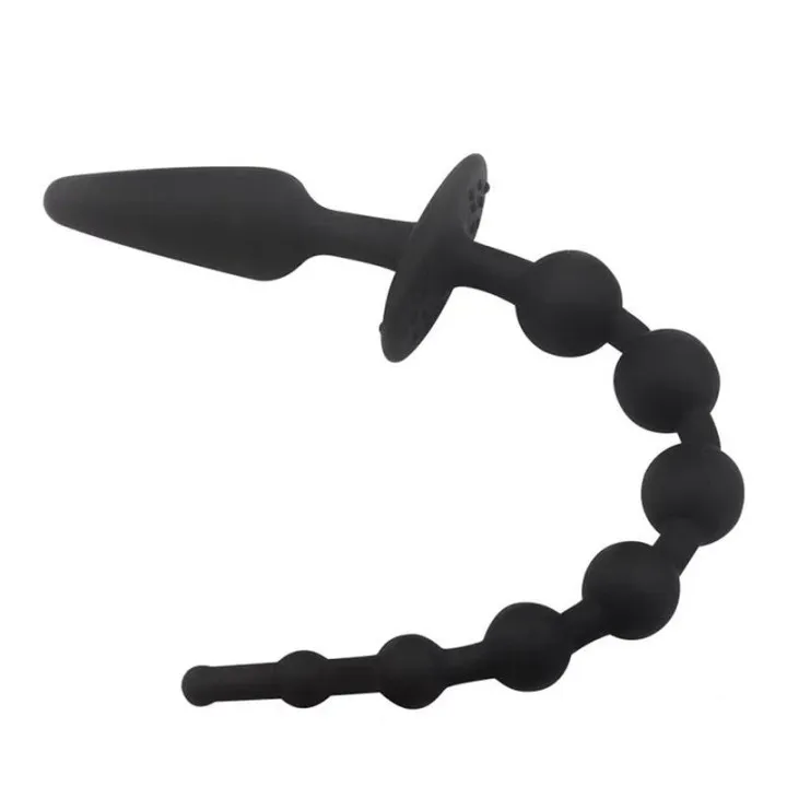 Plug Anal con Cadena Anal Silicona Negro de A-Gusto