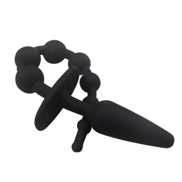 Plug Anal con Cadena Anal Silicona Negro de A-Gusto