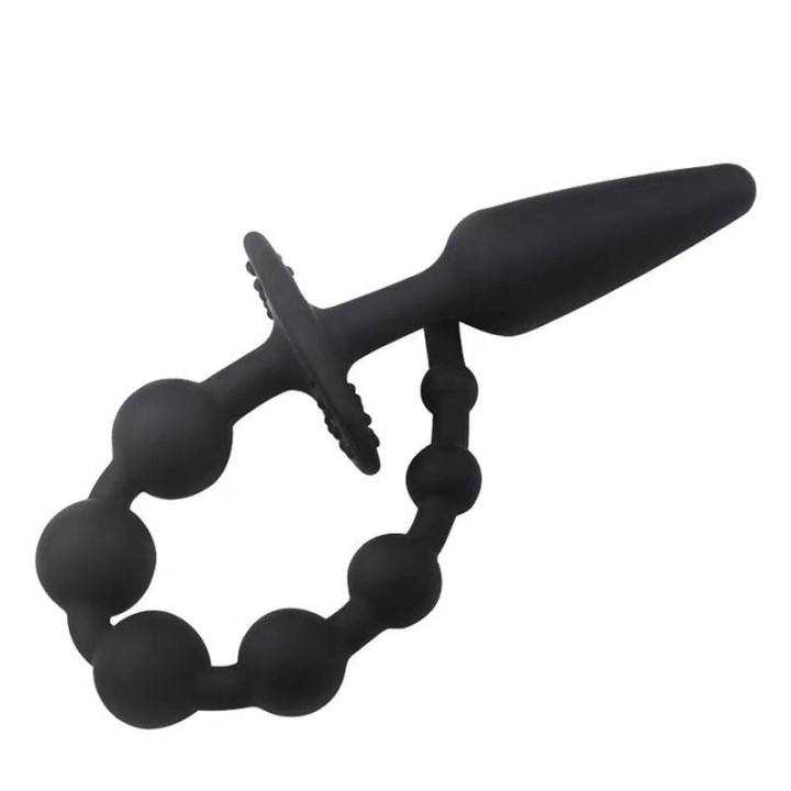 Plug Anal con Cadena Anal Silicona Negro de A-Gusto | VibraZon