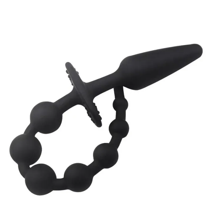 Plug Anal con Cadena Anal Silicona Negro de A-Gusto
